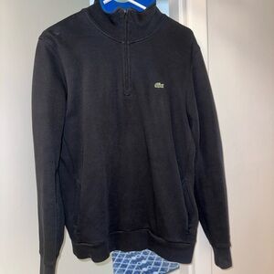 Lactose Mens black 1/4 zip up pullover sweatshirt with alligator logo